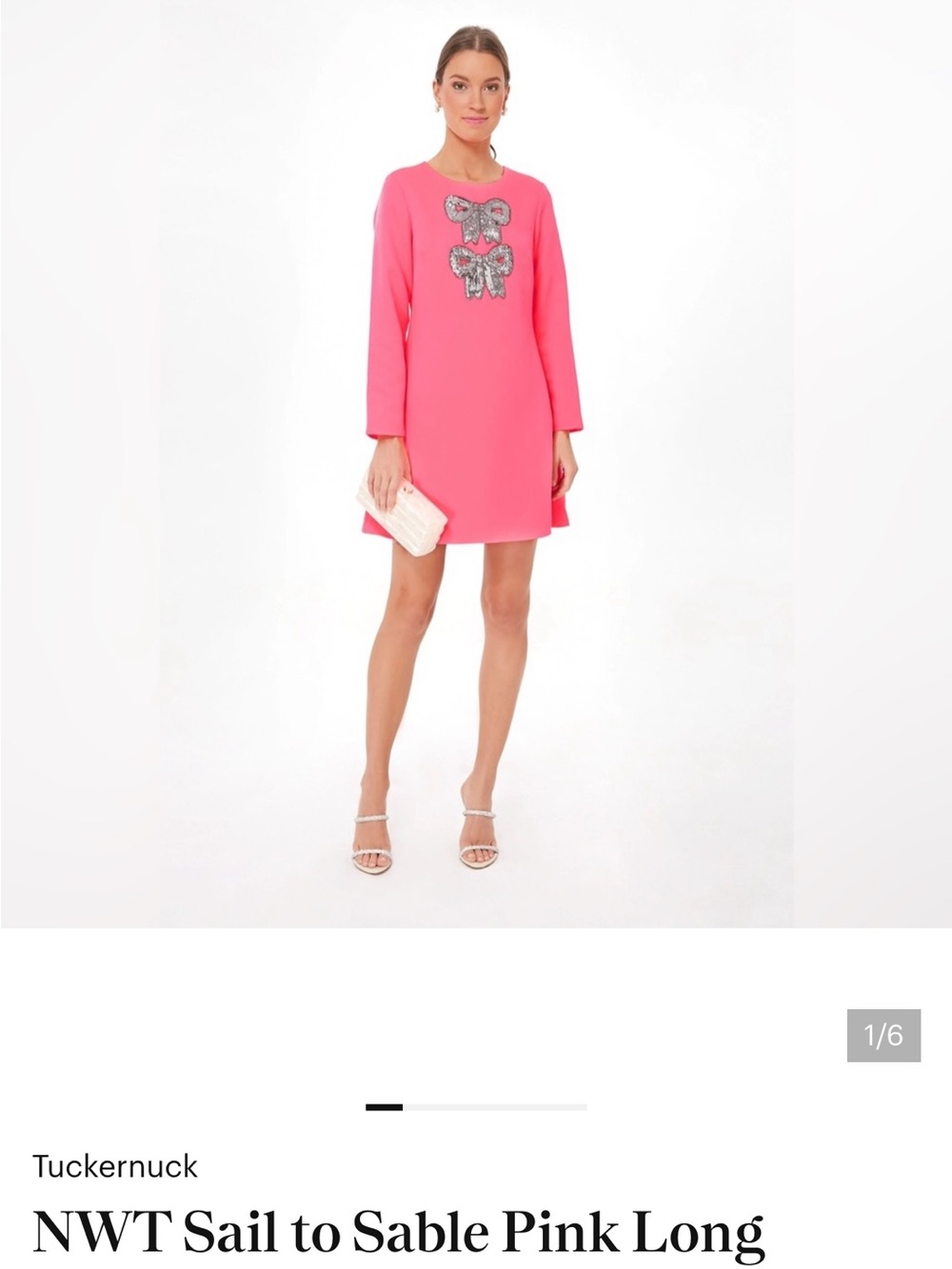 Tuckernuck & Sail to Sable Hot Pink Embellished Bow Shift Dress - Picture 2 of 7